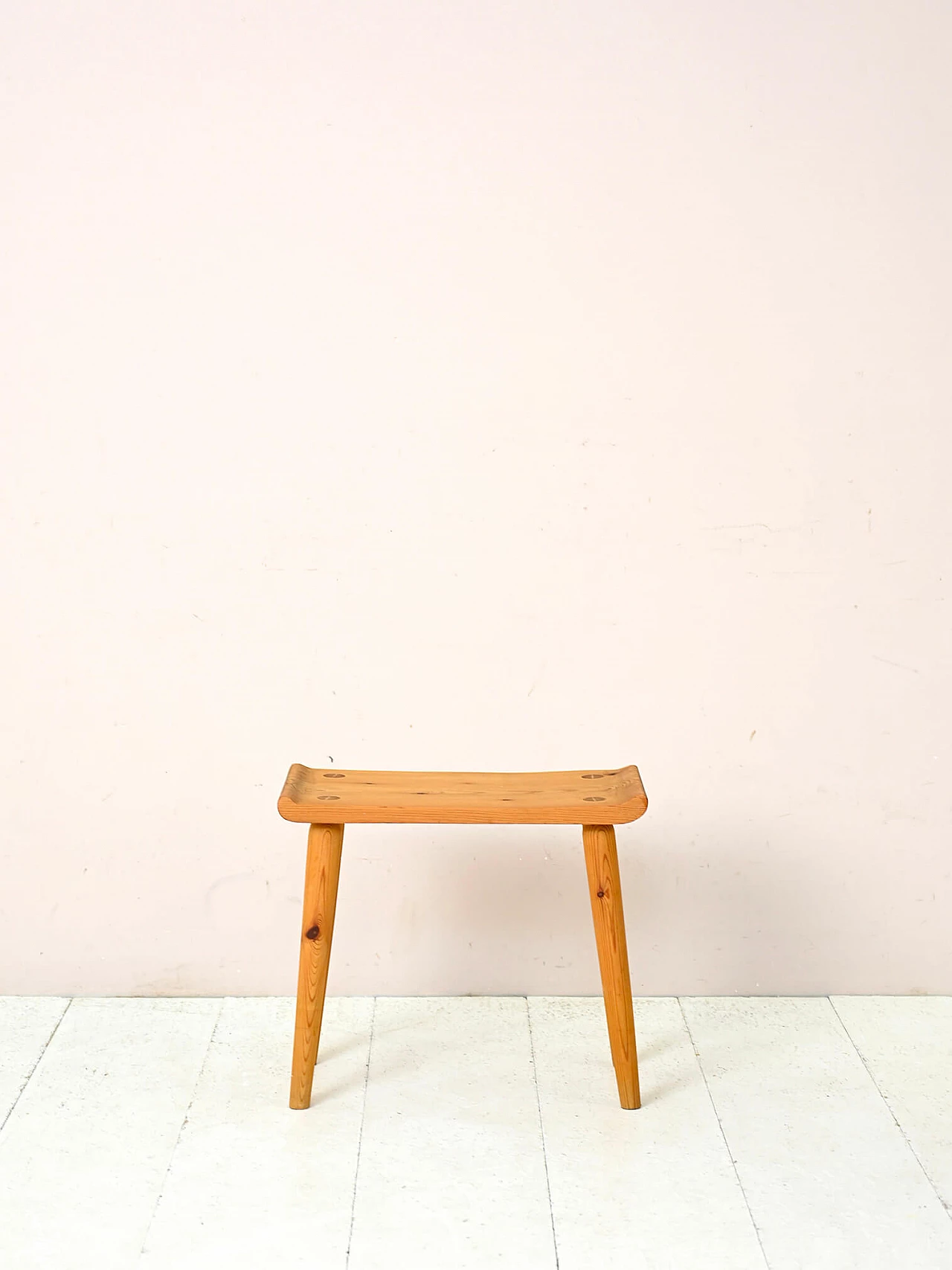 Pine wood stool attributed to Carl Malmsten, 1960s 3