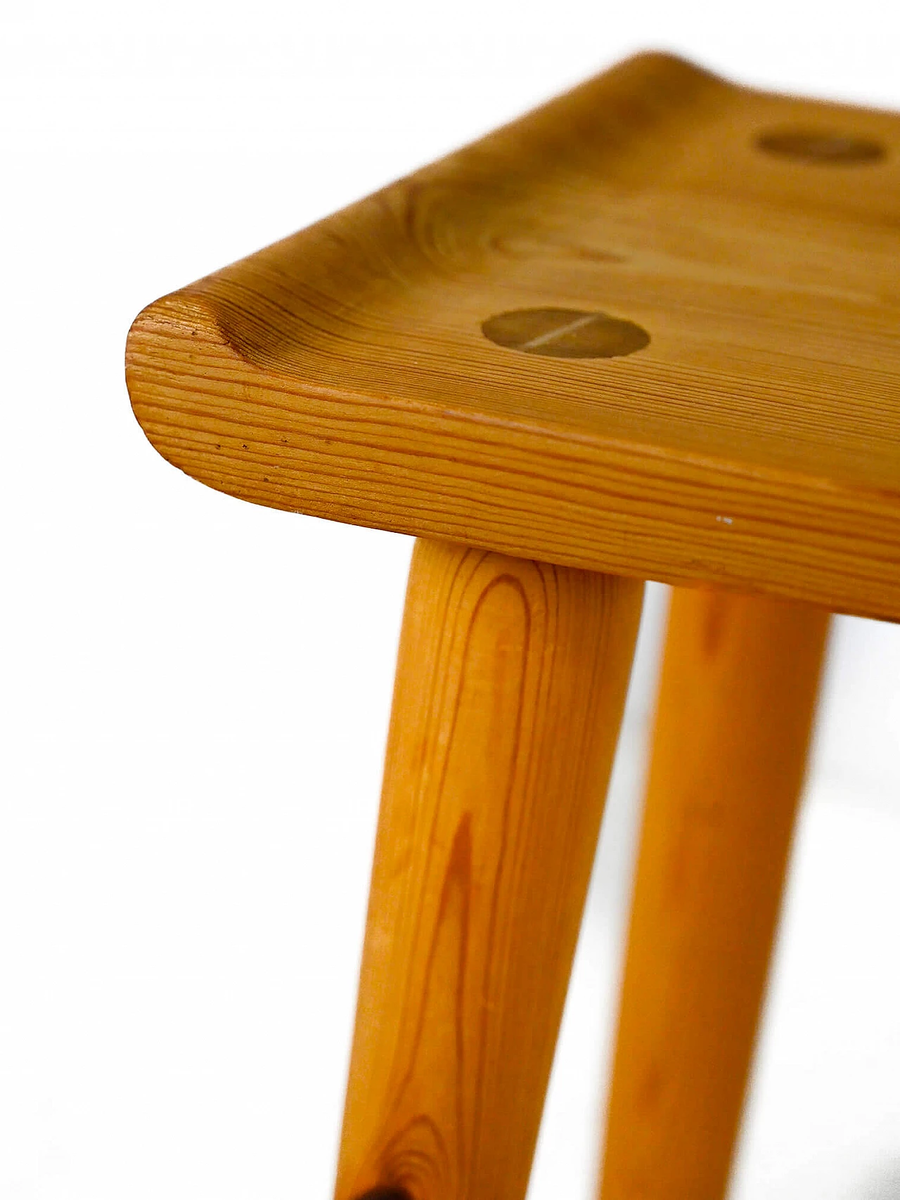 Pine wood stool attributed to Carl Malmsten, 1960s 5