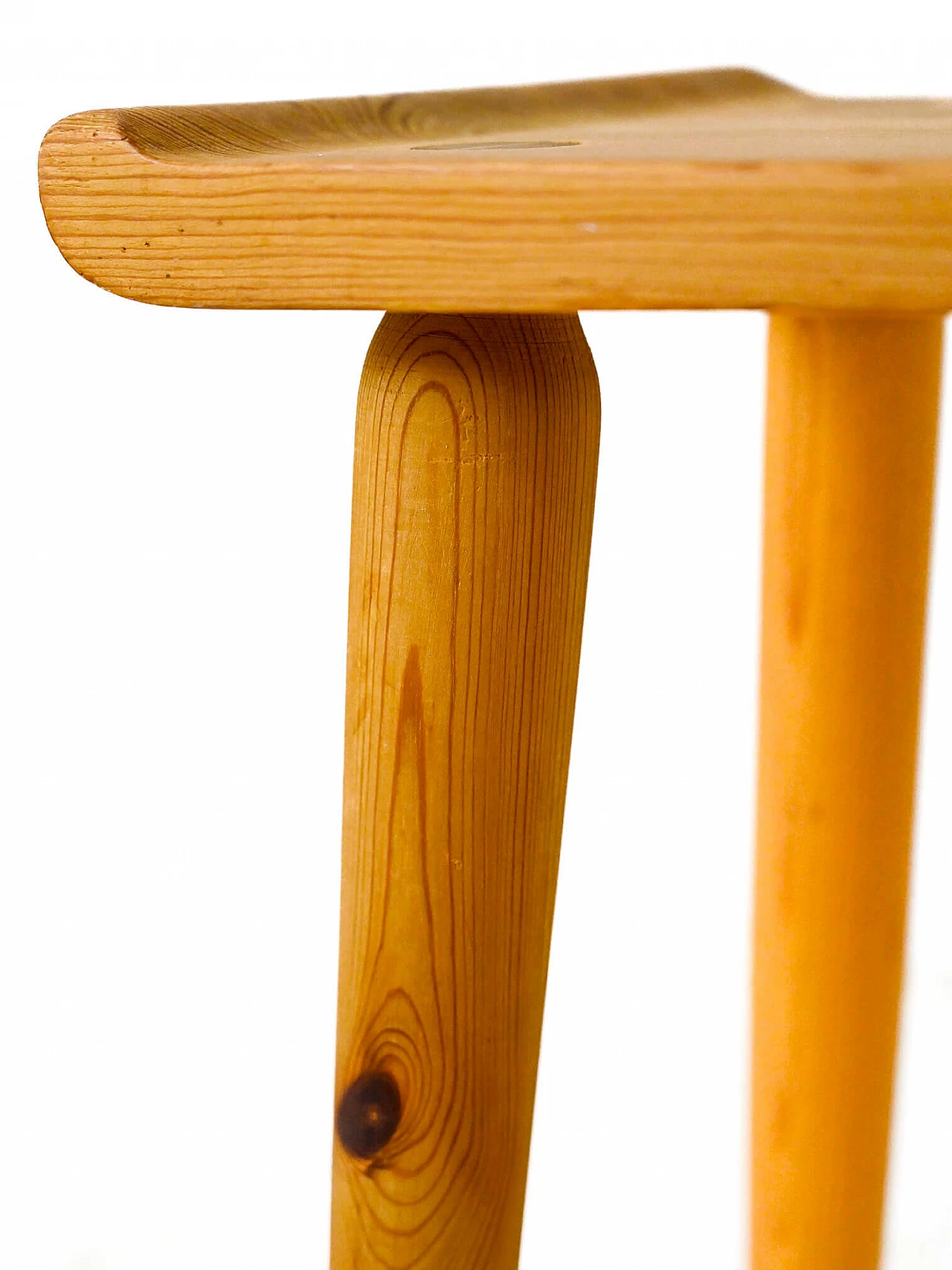 Pine wood stool attributed to Carl Malmsten, 1960s 6