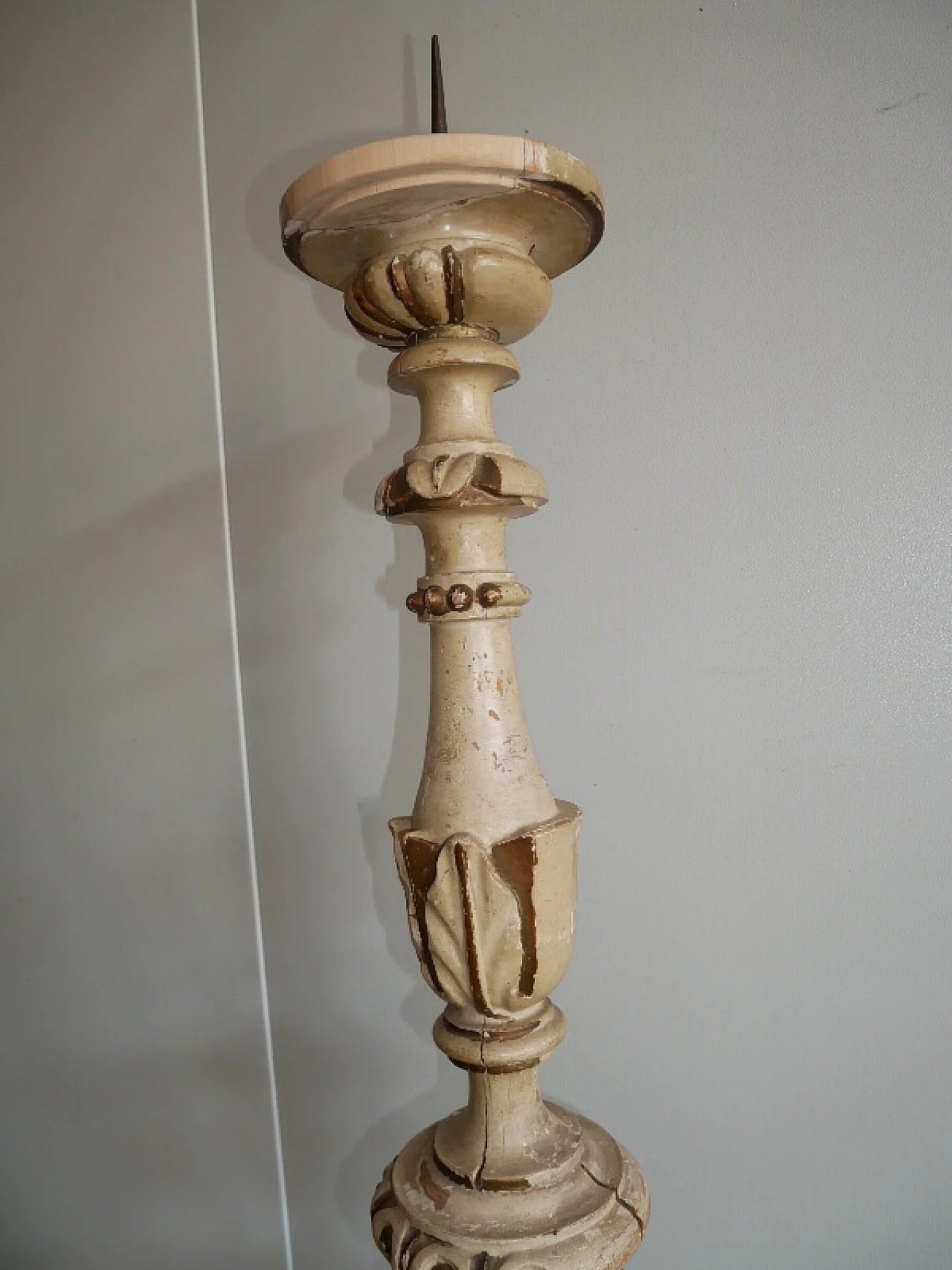 Carved candelabrum with gilded parts, 19th century 4