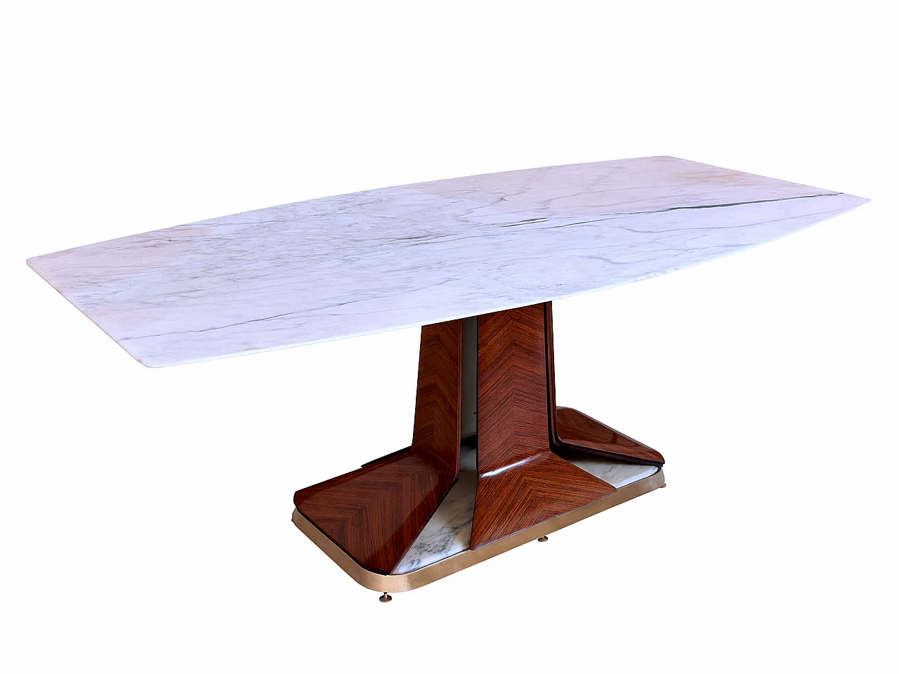 Dining table with white Carrara marble top attributed to Vittorio Dassi, 1950s 1