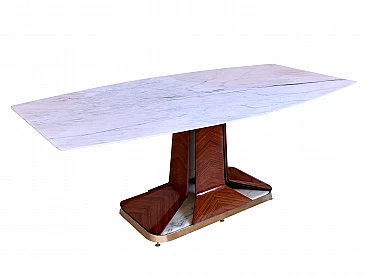 Dining table with white Carrara marble top attributed to Vittorio Dassi, 1950s