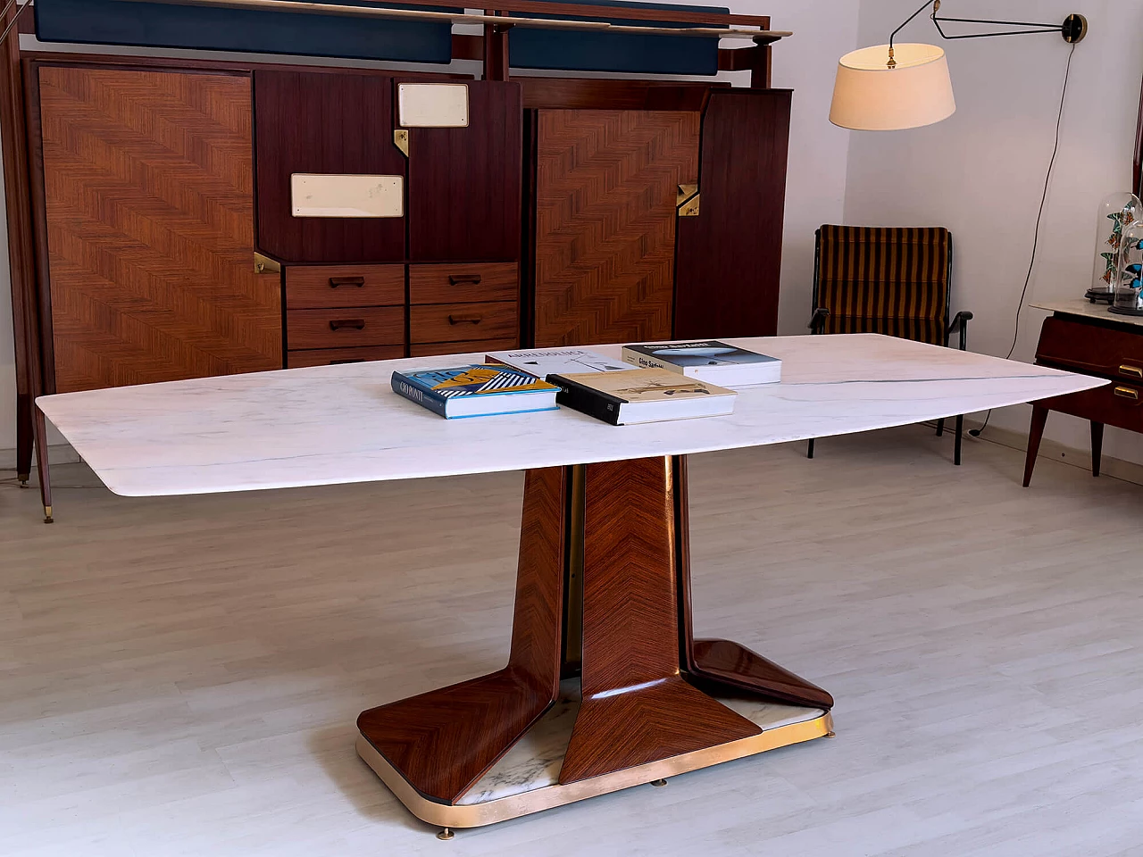 Dining table with white Carrara marble top attributed to Vittorio Dassi, 1950s 9