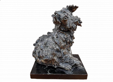 Silver terracotta dog sculpture by Cacciapuoti, early 20th century