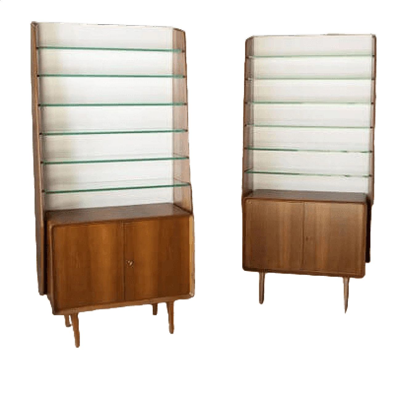 Coppia di librerie in noce e cristallo di Ico e Luisa Parisi, anni '60 18