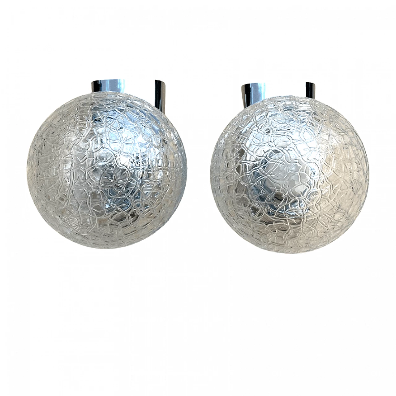 Pair of 56520 glass and chrome-plated plastic wall lights by DusselPlastic, 1980s 12