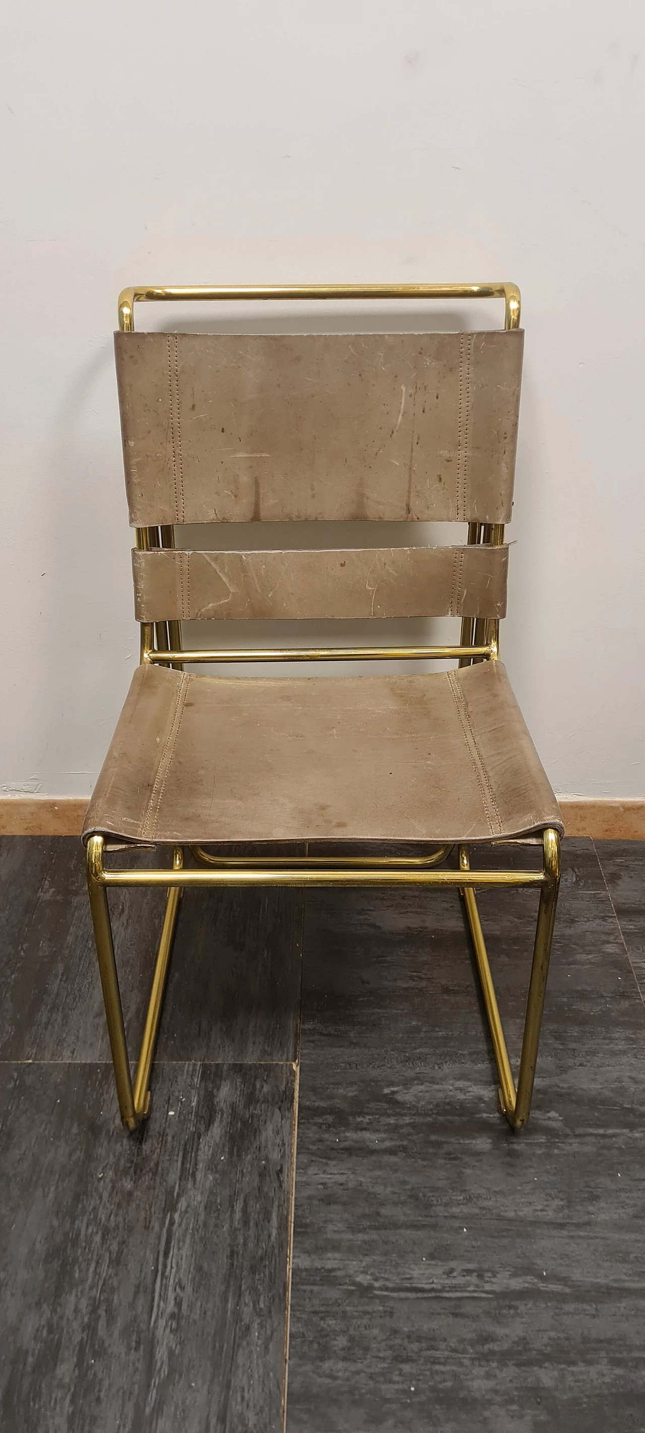 4 Brass and leather chairs by Rima, 1970s 3