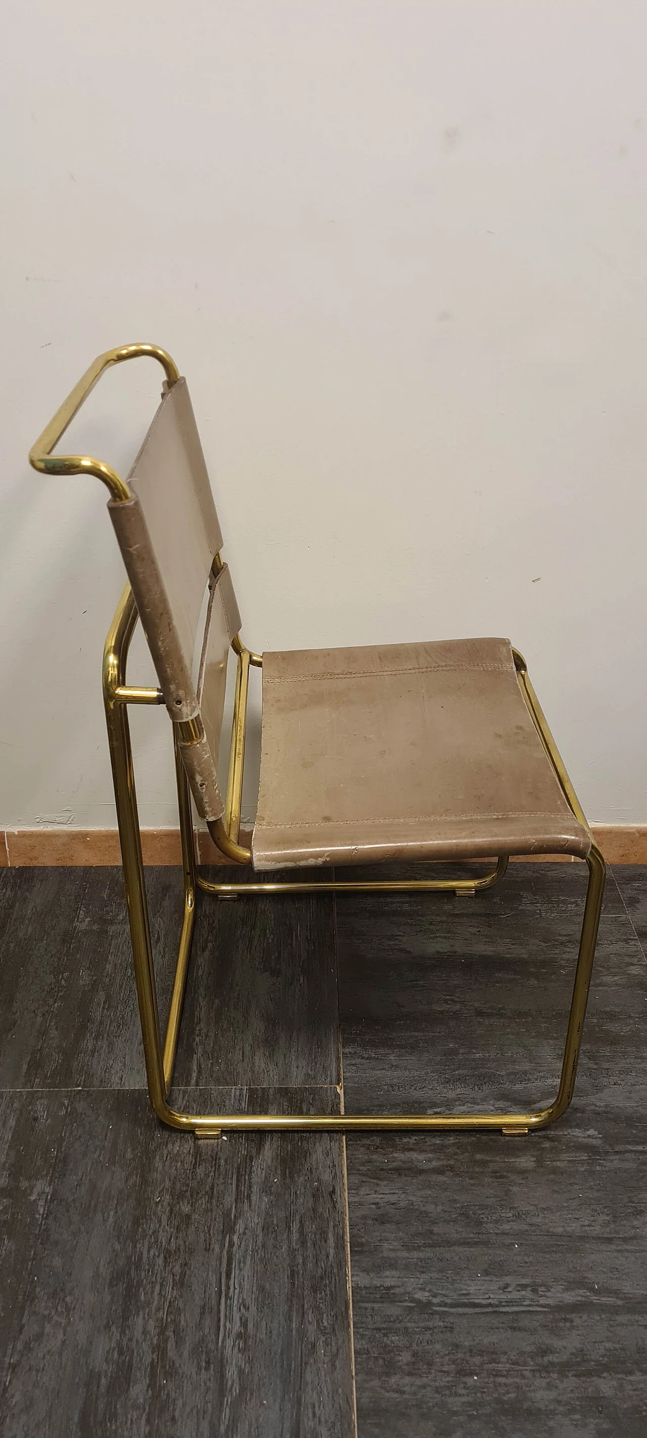 4 Brass and leather chairs by Rima, 1970s 4