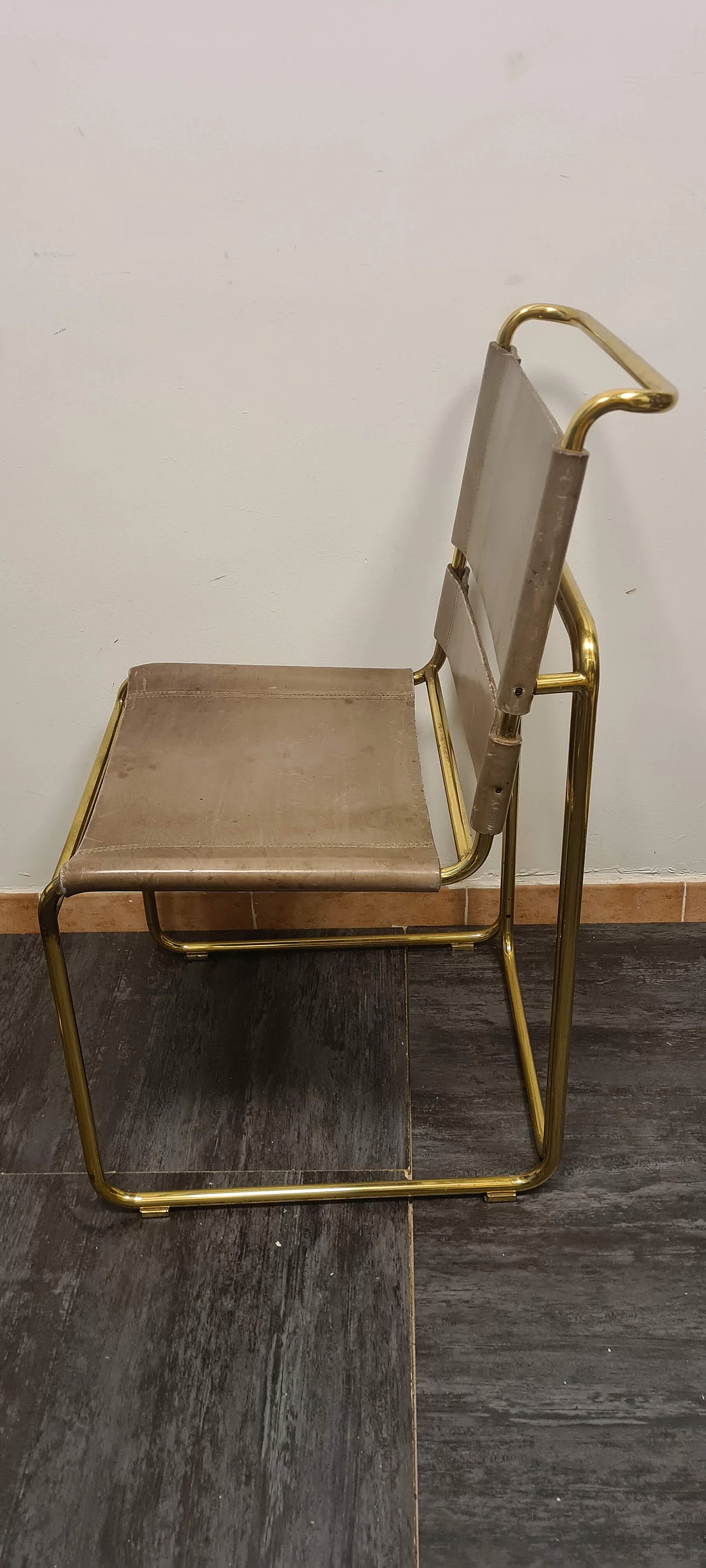 4 Brass and leather chairs by Rima, 1970s 8