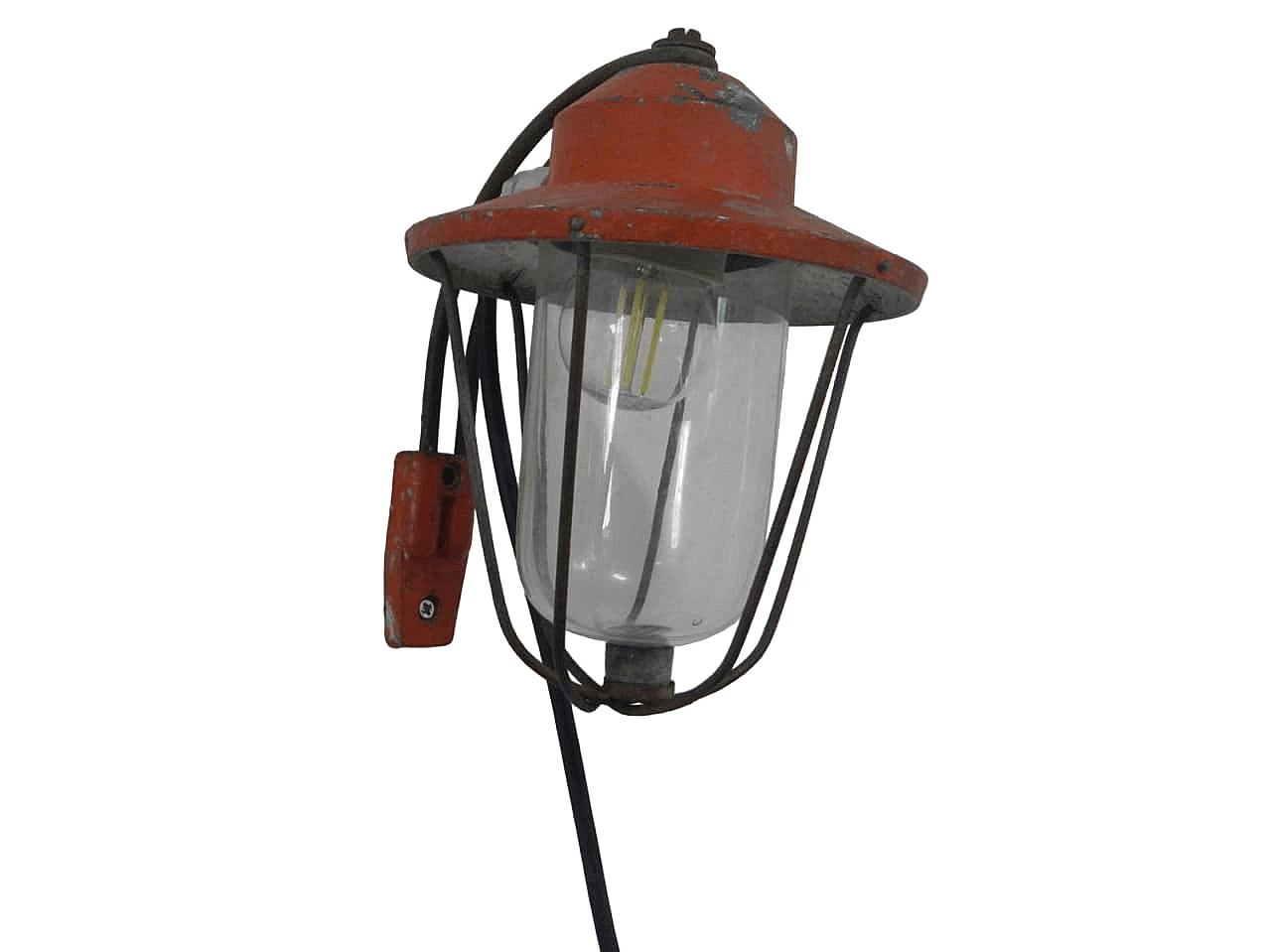 Lampada da esterno in metallo rosso e vetro di Marbo, anni '50 9