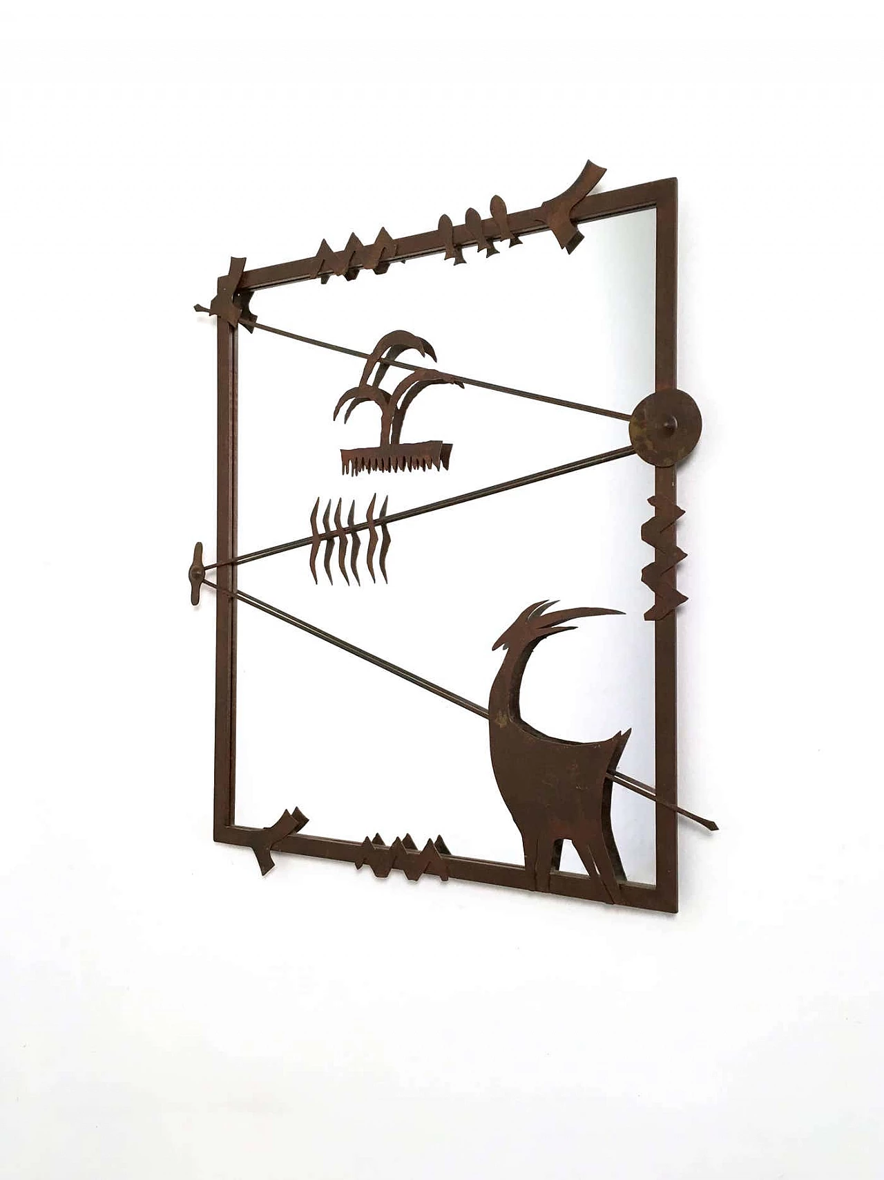 Specchio da parete con cornice in ferro, anni 2000 3