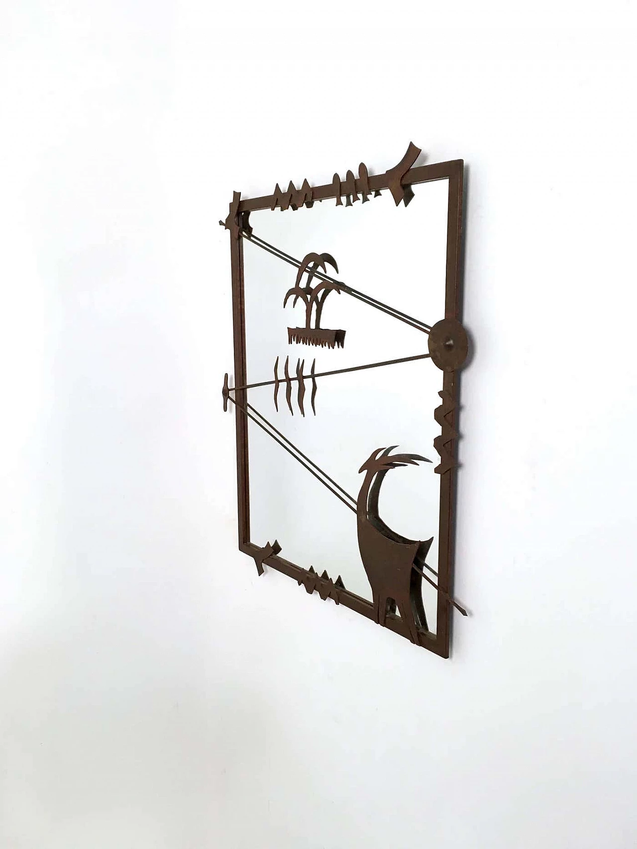 Specchio da parete con cornice in ferro, anni 2000 8