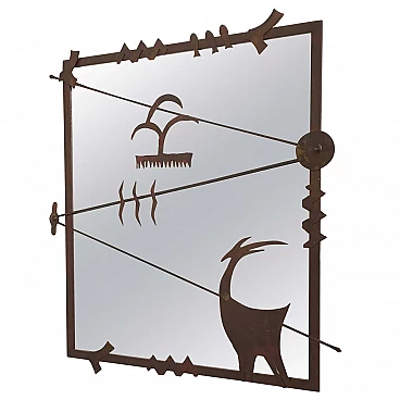 Specchio da parete con cornice in ferro, anni 2000