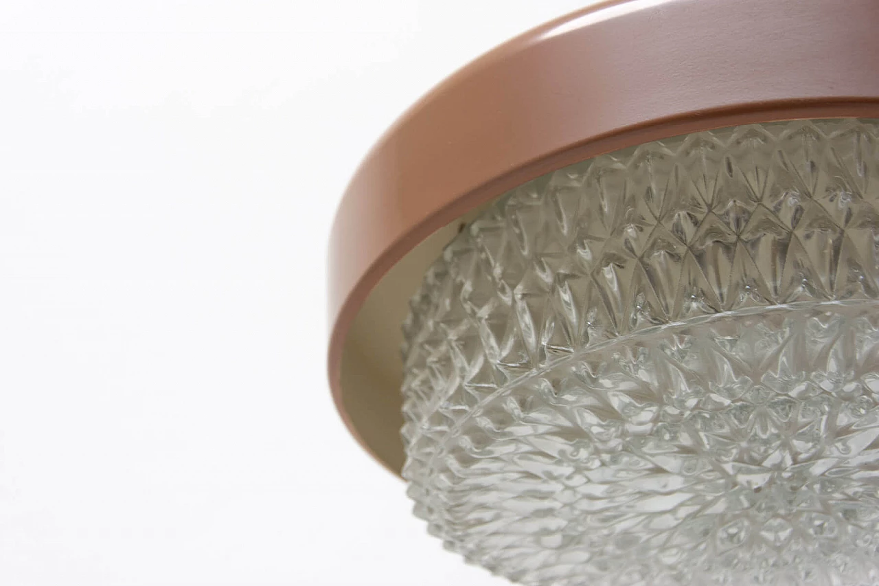 Lampada a sospensione in vetro, metallo e plastica, anni '70 7