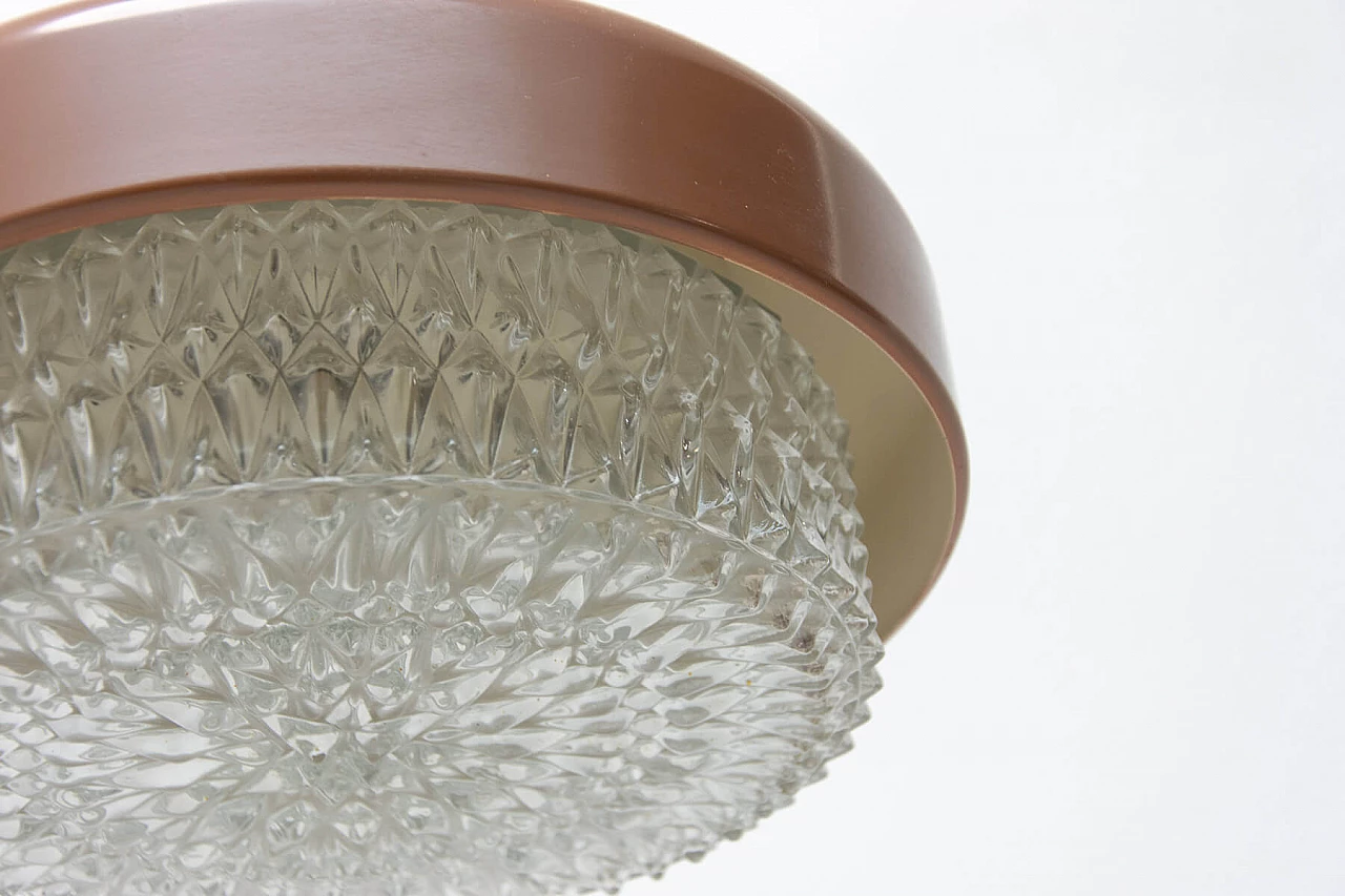 Lampada a sospensione in vetro, metallo e plastica, anni '70 8