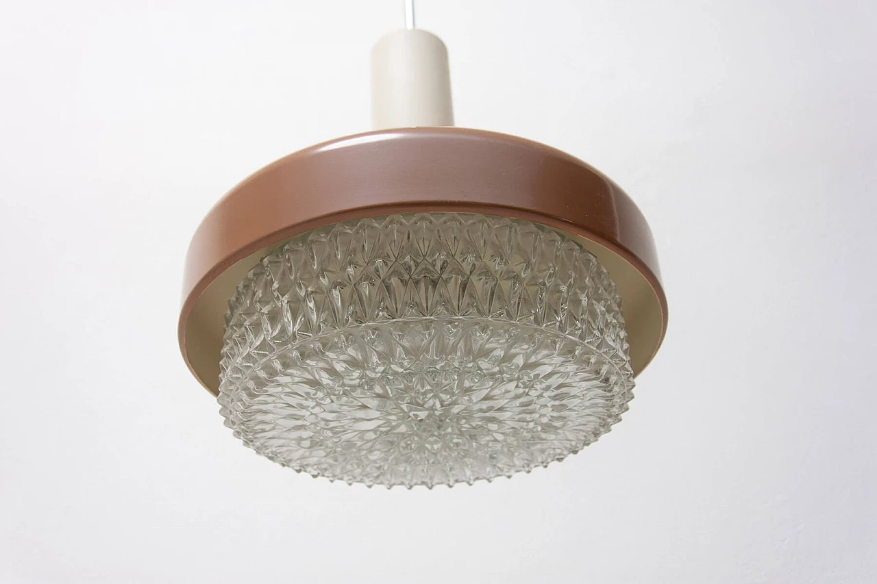 Lampada a sospensione in vetro, metallo e plastica, anni '70 9