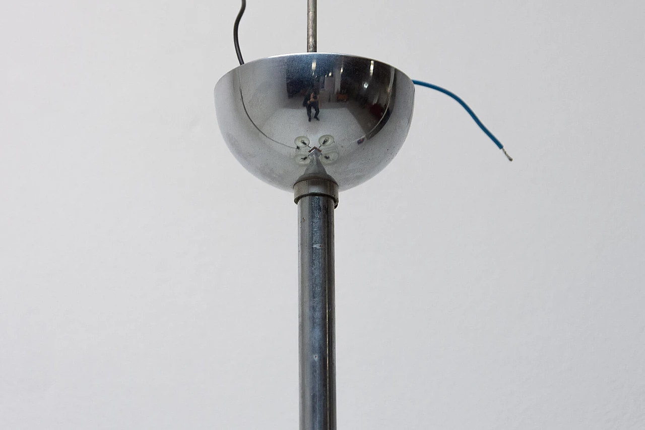 Lampadario a sospensione Art Deco in cromo e legno, anni '30 12