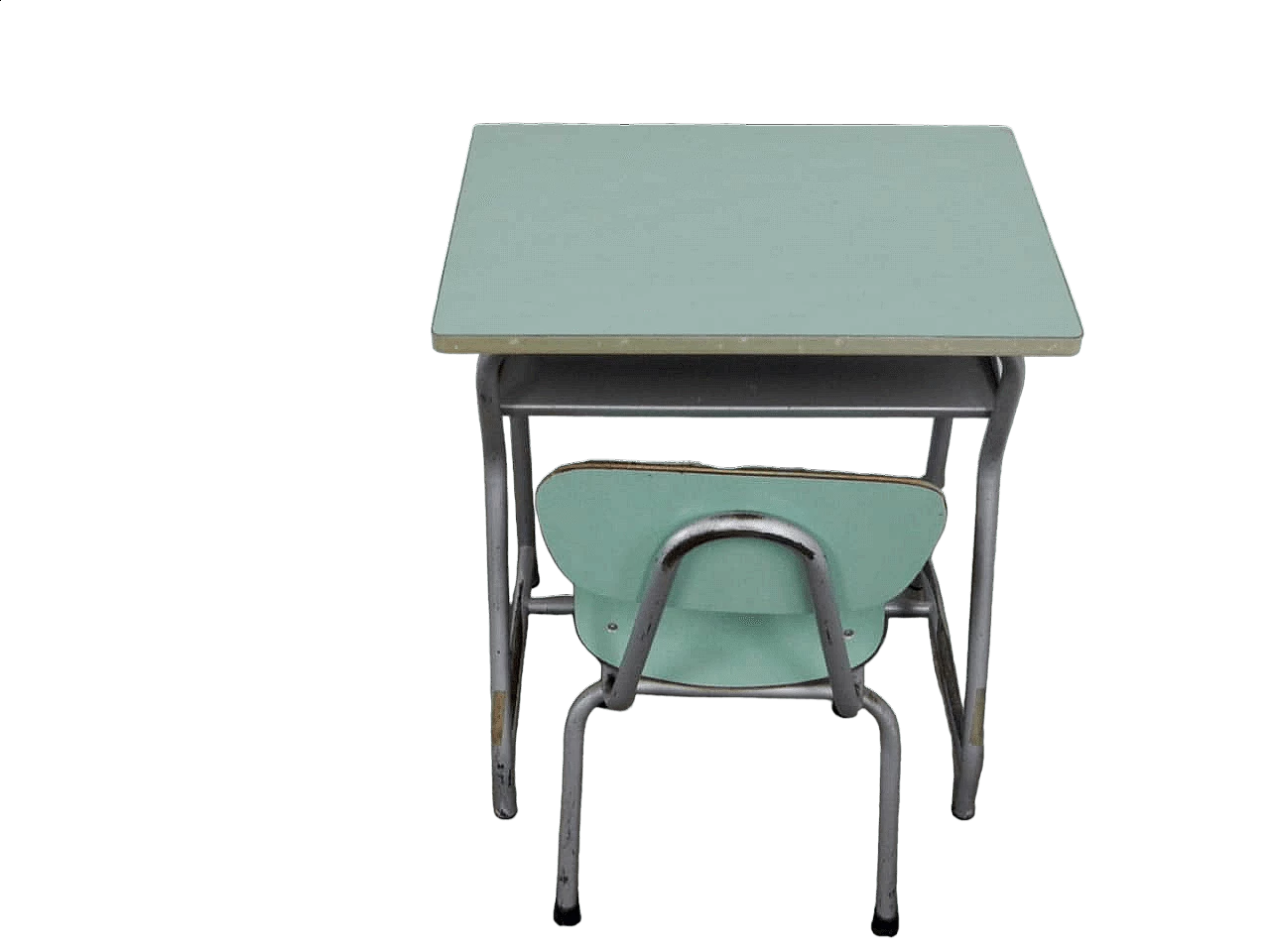 Formica and metal school desk with chair, 1970s 10