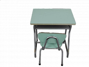 Formica and metal school desk with chair, 1970s