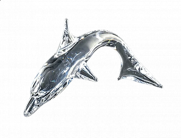Daum France blown glass dolphin sculpture, 1990s