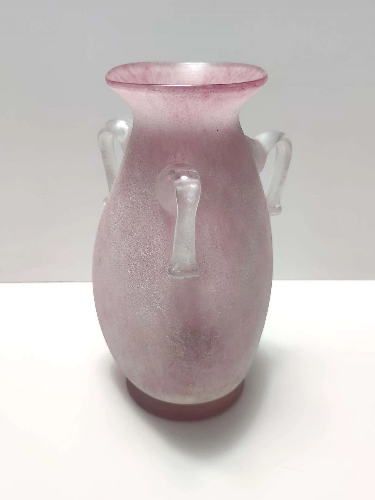 Scavo pink glass vase in the style of Gino Cenedese, 1970s 5