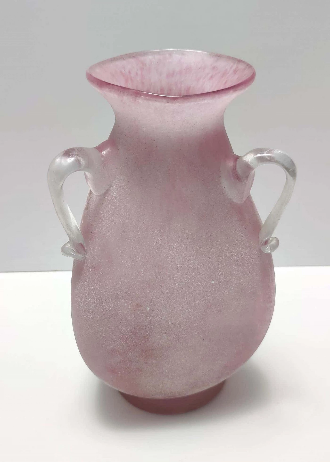 Scavo pink glass vase in the style of Gino Cenedese, 1970s 10