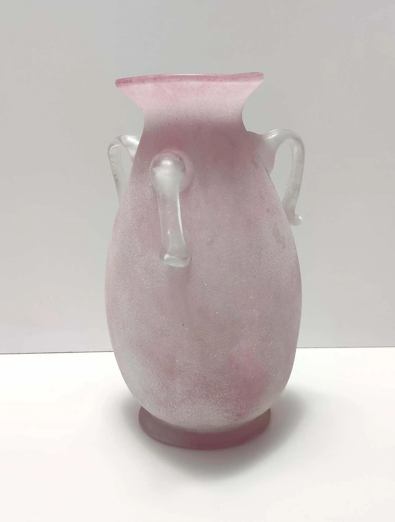 Scavo pink glass vase in the style of Gino Cenedese, 1970s 12