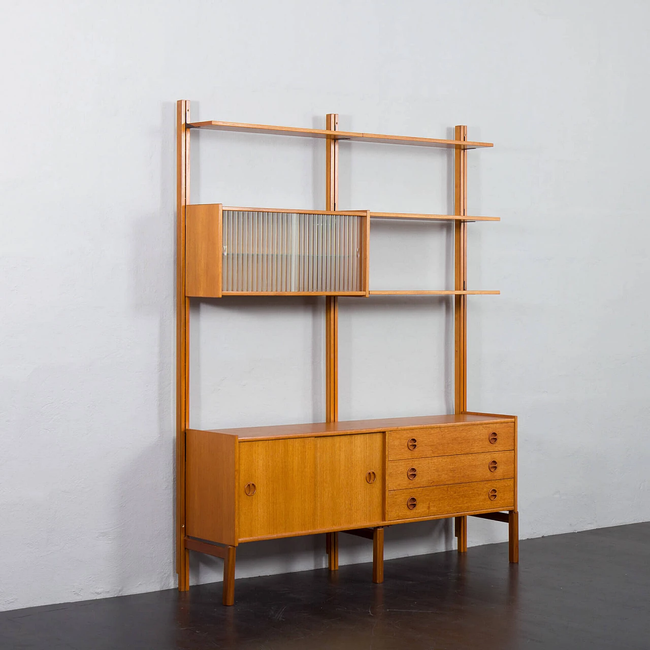 Libreria scandinava a due campate in teak di Sven Andersen, anni '60 1