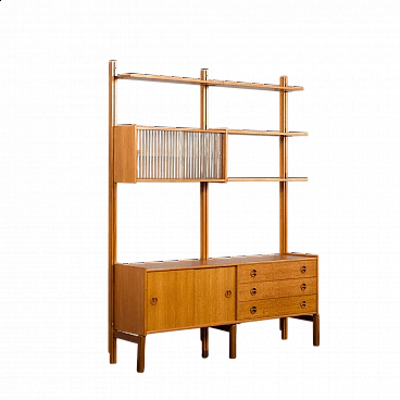 Libreria scandinava a due campate in teak di Sven Andersen, anni '60
