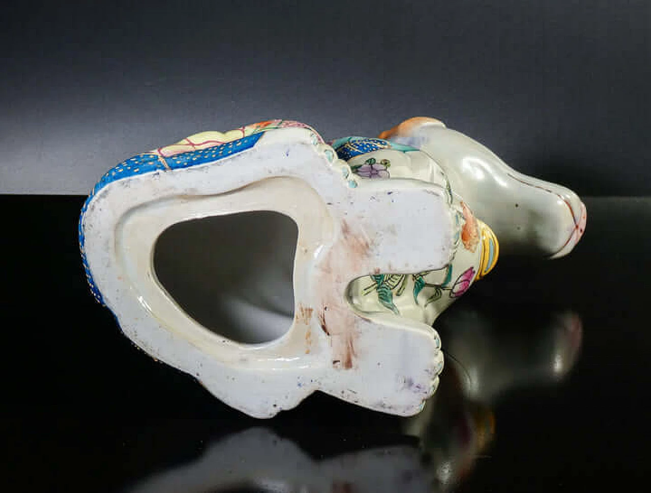Ceramic dog sculpture painted with floral motifs 8