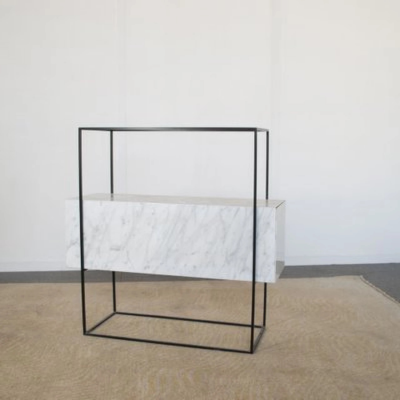 Marble and metal console table by Alessandro Giusti Egidio Di Rosa, 1980s 3