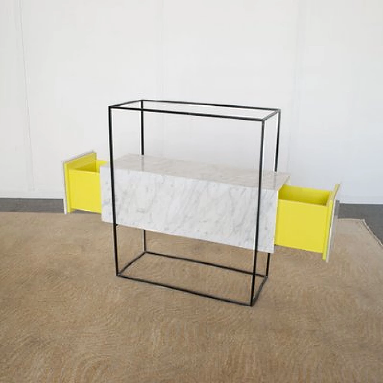 Marble and metal console table by Alessandro Giusti Egidio Di Rosa, 1980s 4
