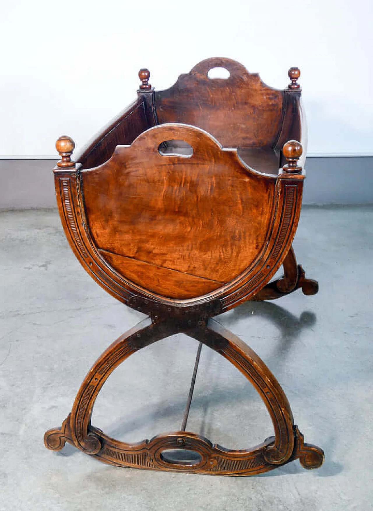Culla Impero in massello di noce, '800 5