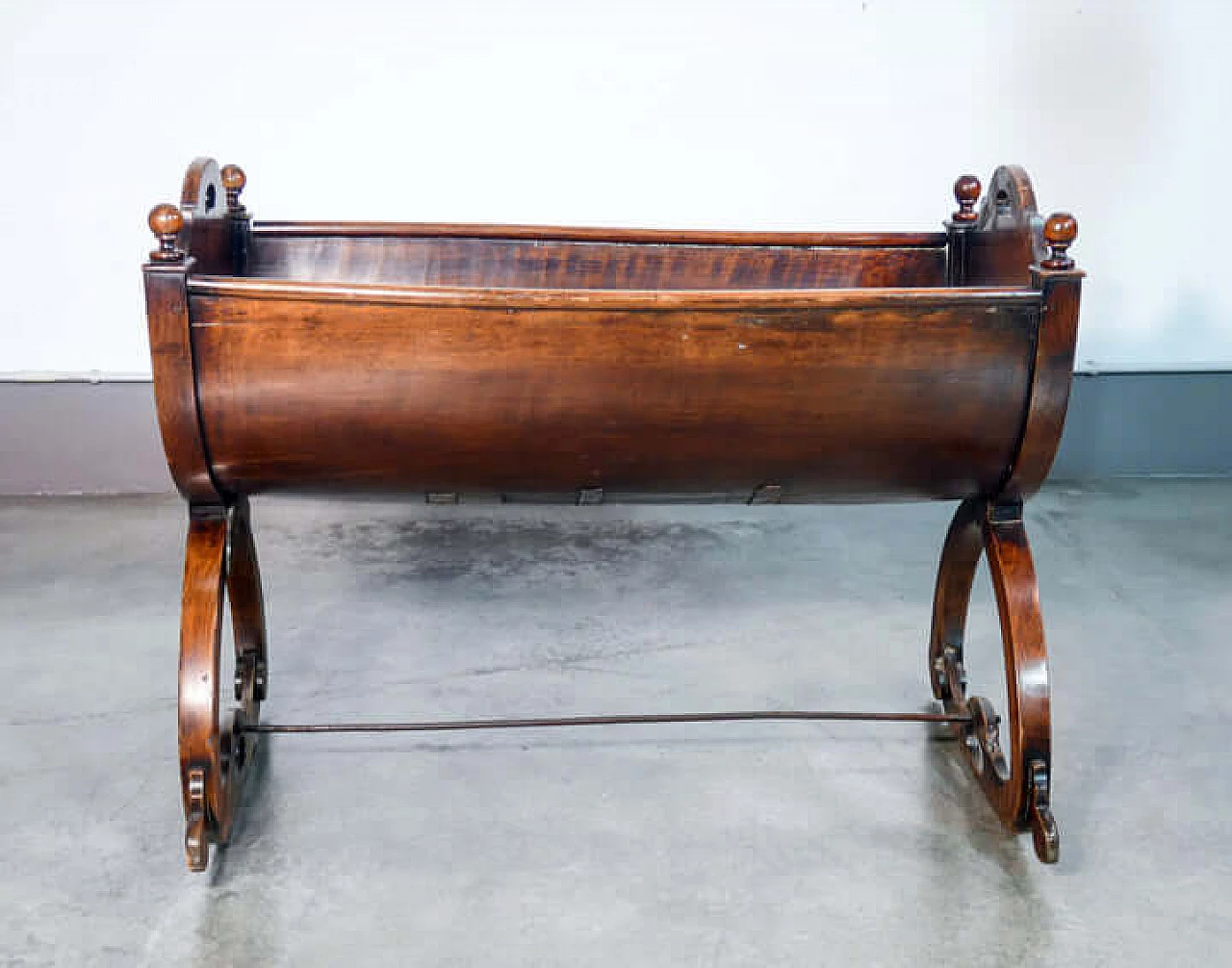 Culla Impero in massello di noce, '800 7