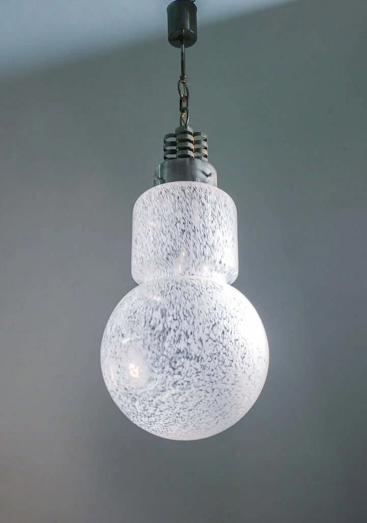 Speckled blown glass hanging lamp by Mazzega, 1970s 1