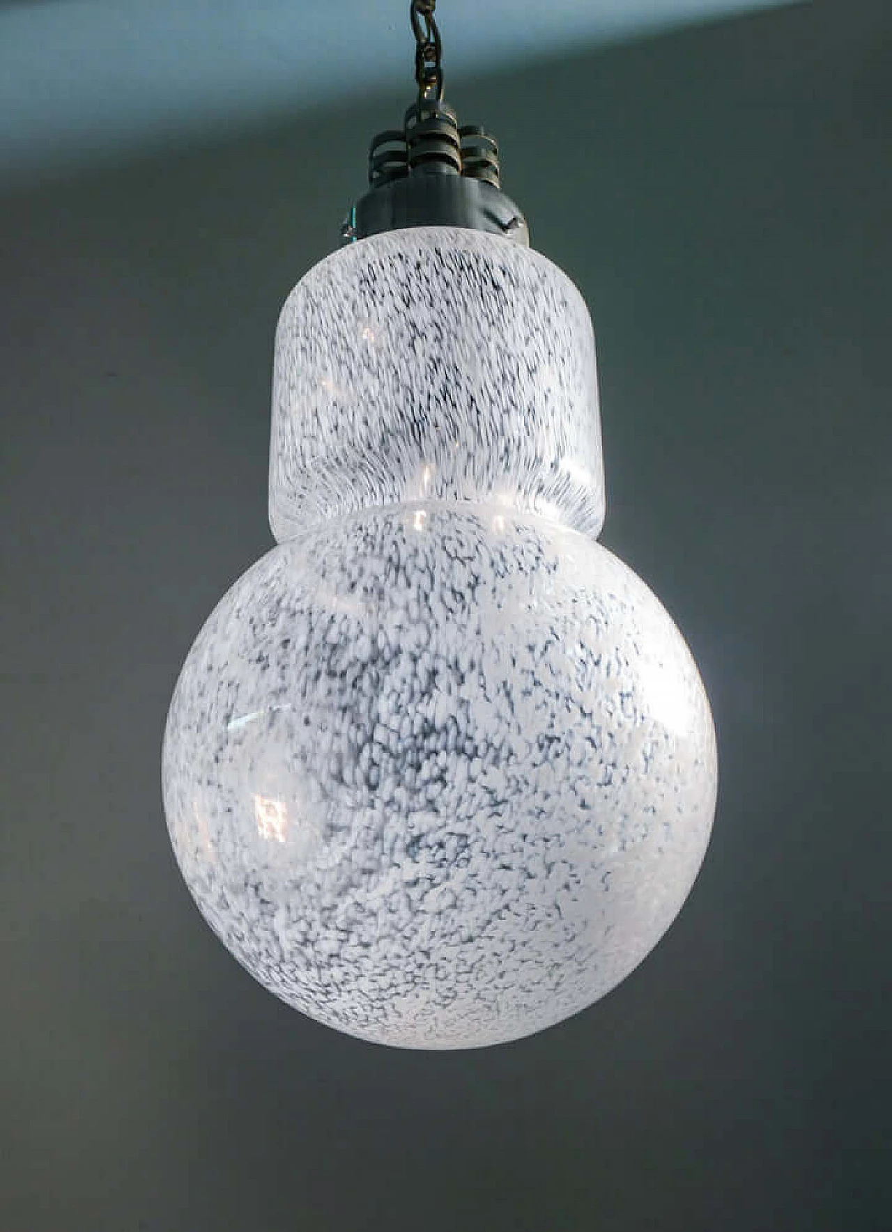 Speckled blown glass hanging lamp by Mazzega, 1970s 3