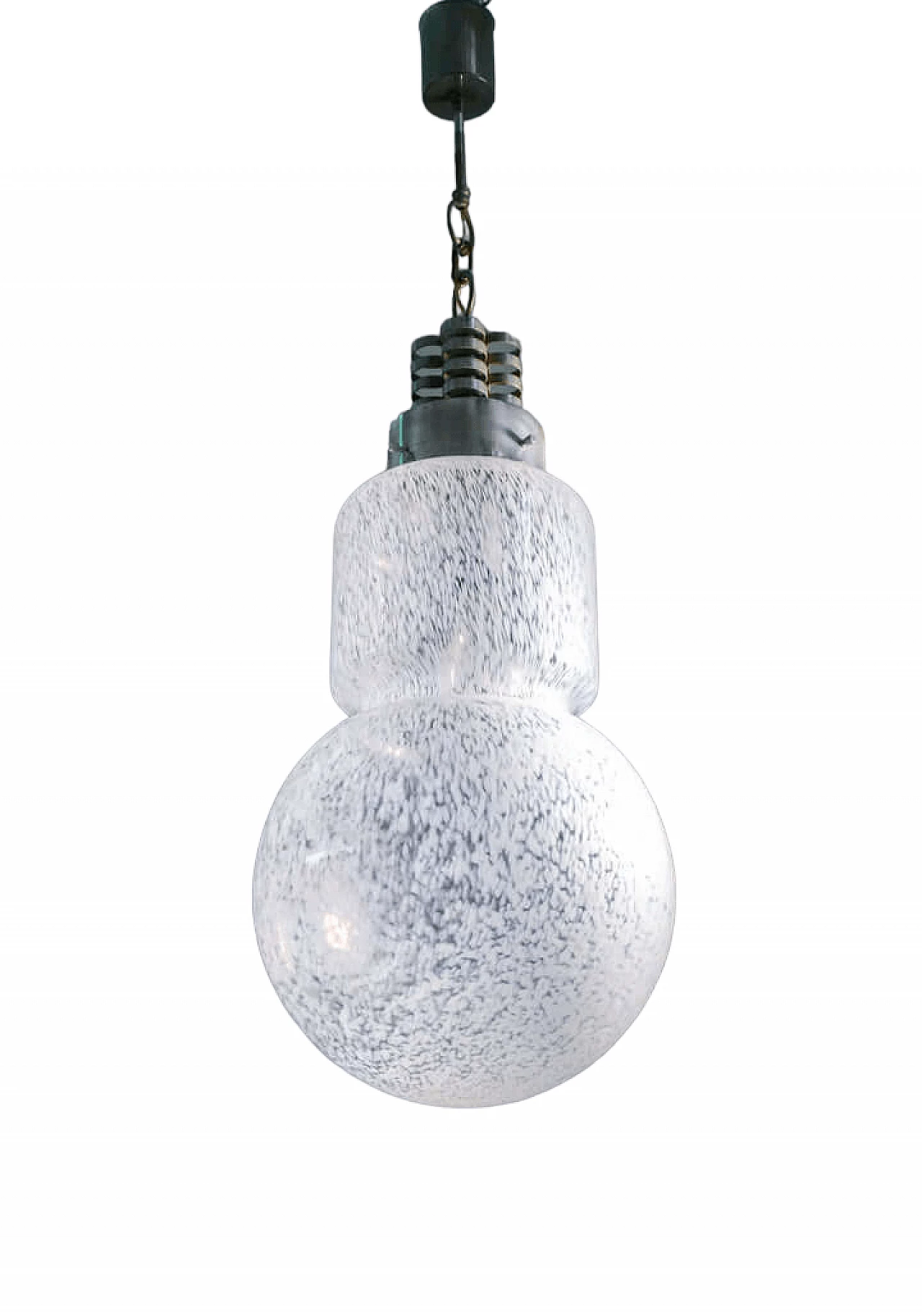 Lampada a sospensione in vetro soffiato maculato di Mazzega, anni '70 6