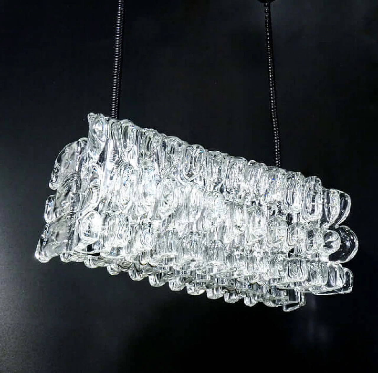 Metal and transparent glass chandelier by F.lli Toso, 1970s 1