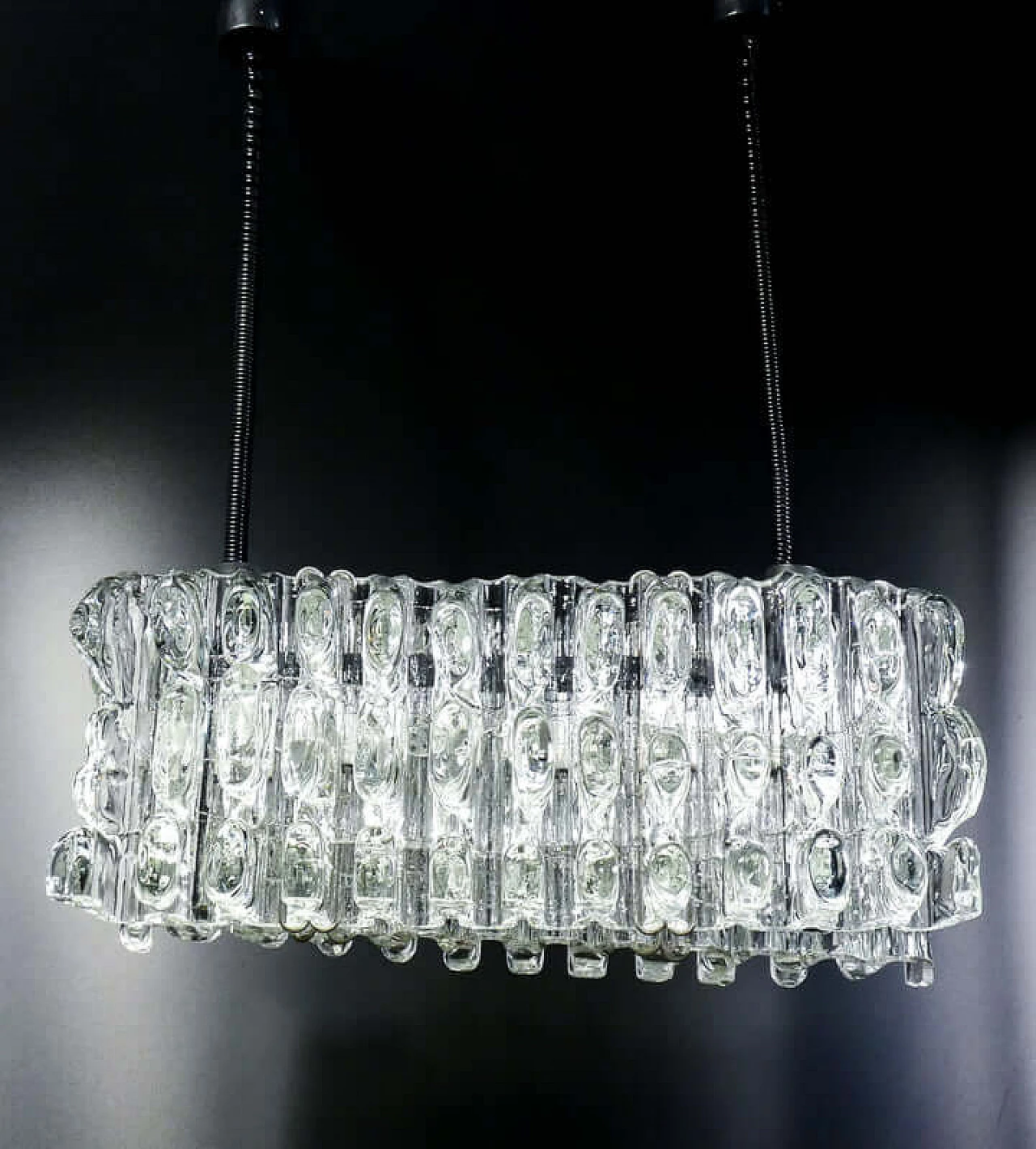 Metal and transparent glass chandelier by F.lli Toso, 1970s 3