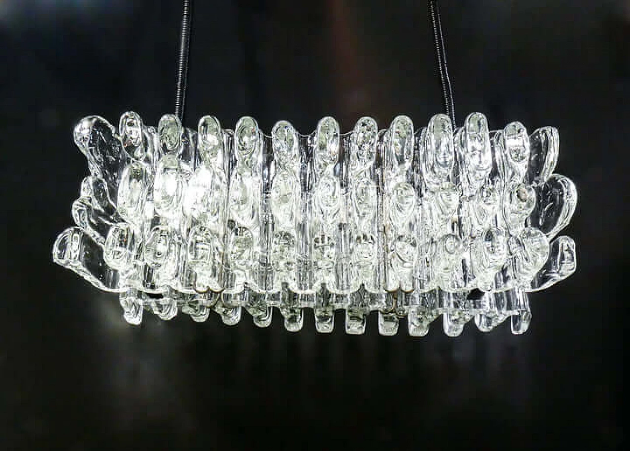 Metal and transparent glass chandelier by F.lli Toso, 1970s 4