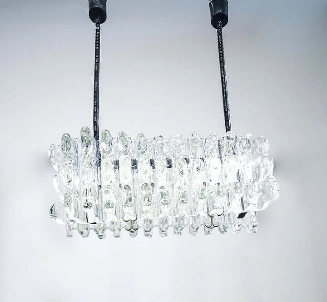 Metal and transparent glass chandelier by F.lli Toso, 1970s 5