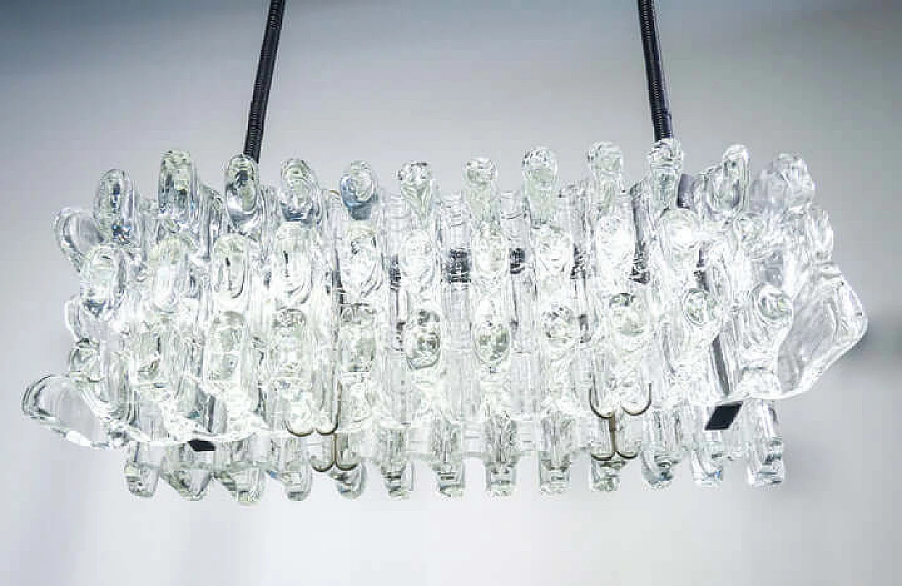 Metal and transparent glass chandelier by F.lli Toso, 1970s 7