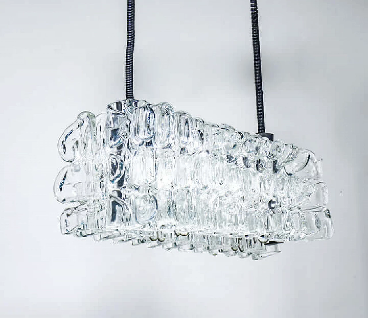 Metal and transparent glass chandelier by F.lli Toso, 1970s 9