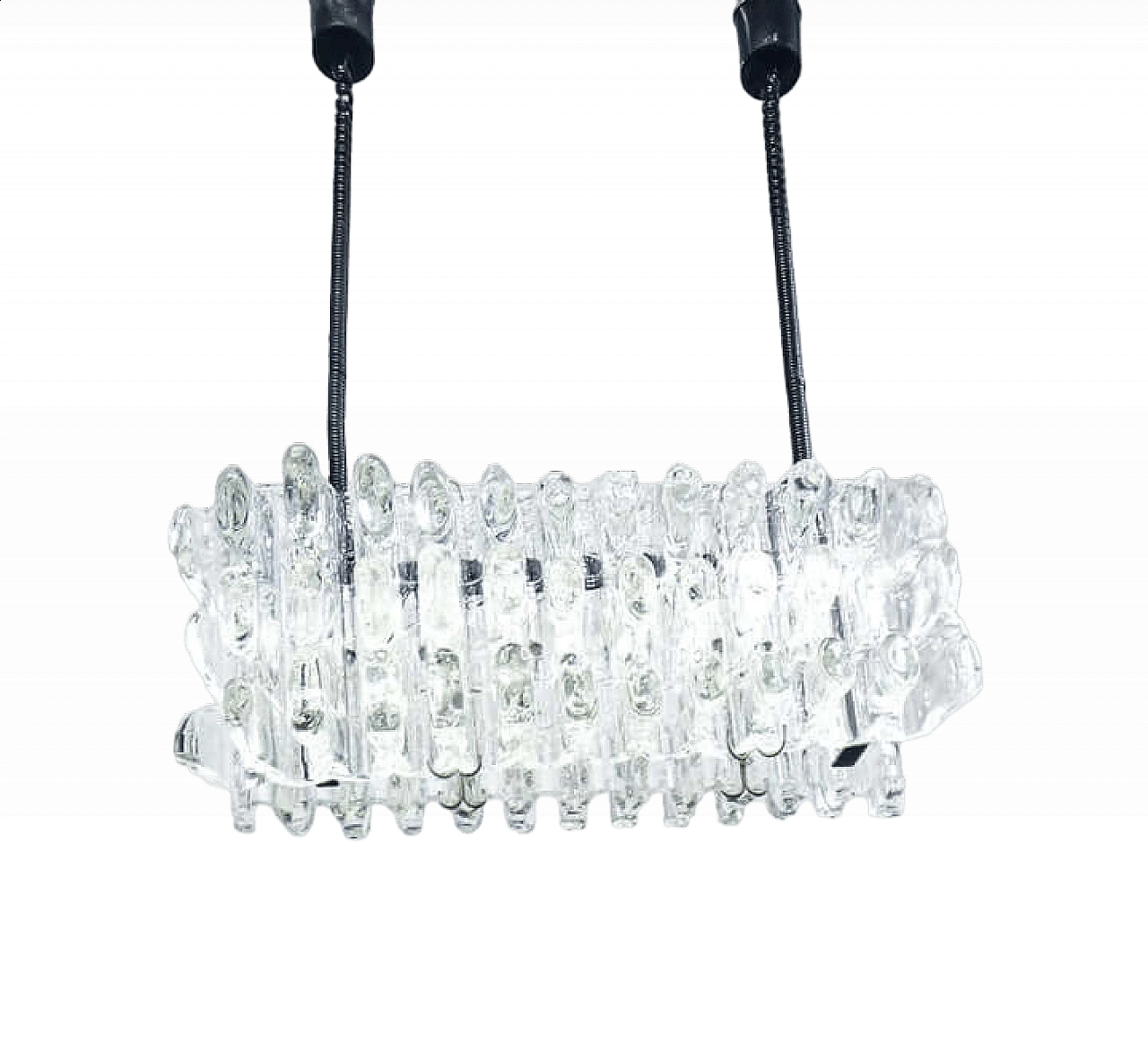 Metal and transparent glass chandelier by F.lli Toso, 1970s 12