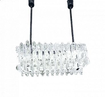 Metal and transparent glass chandelier by F.lli Toso, 1970s