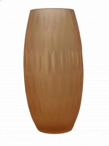 Vaso in vetro soffiato opaco color ambra, anni '70