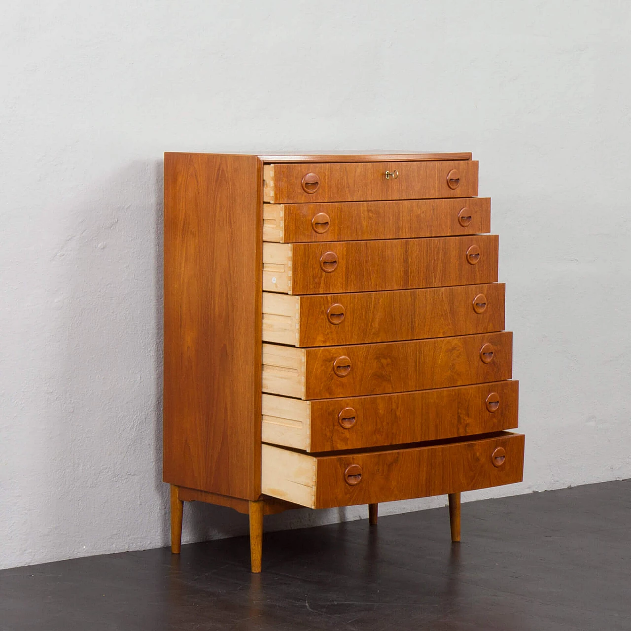 Teak chest of drawers by Kai Kristiansen, 1960s 4