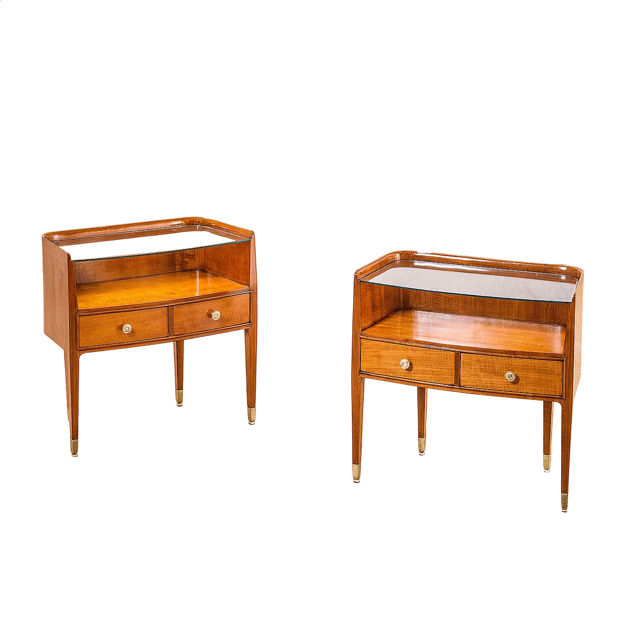 Pair of wooden bedside tables by Paolo Buffa for Serafino Arrighi, 1950s 8