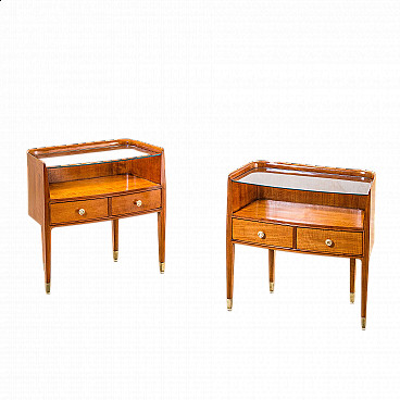 Pair of wooden bedside tables by Paolo Buffa for Serafino Arrighi, 1950s