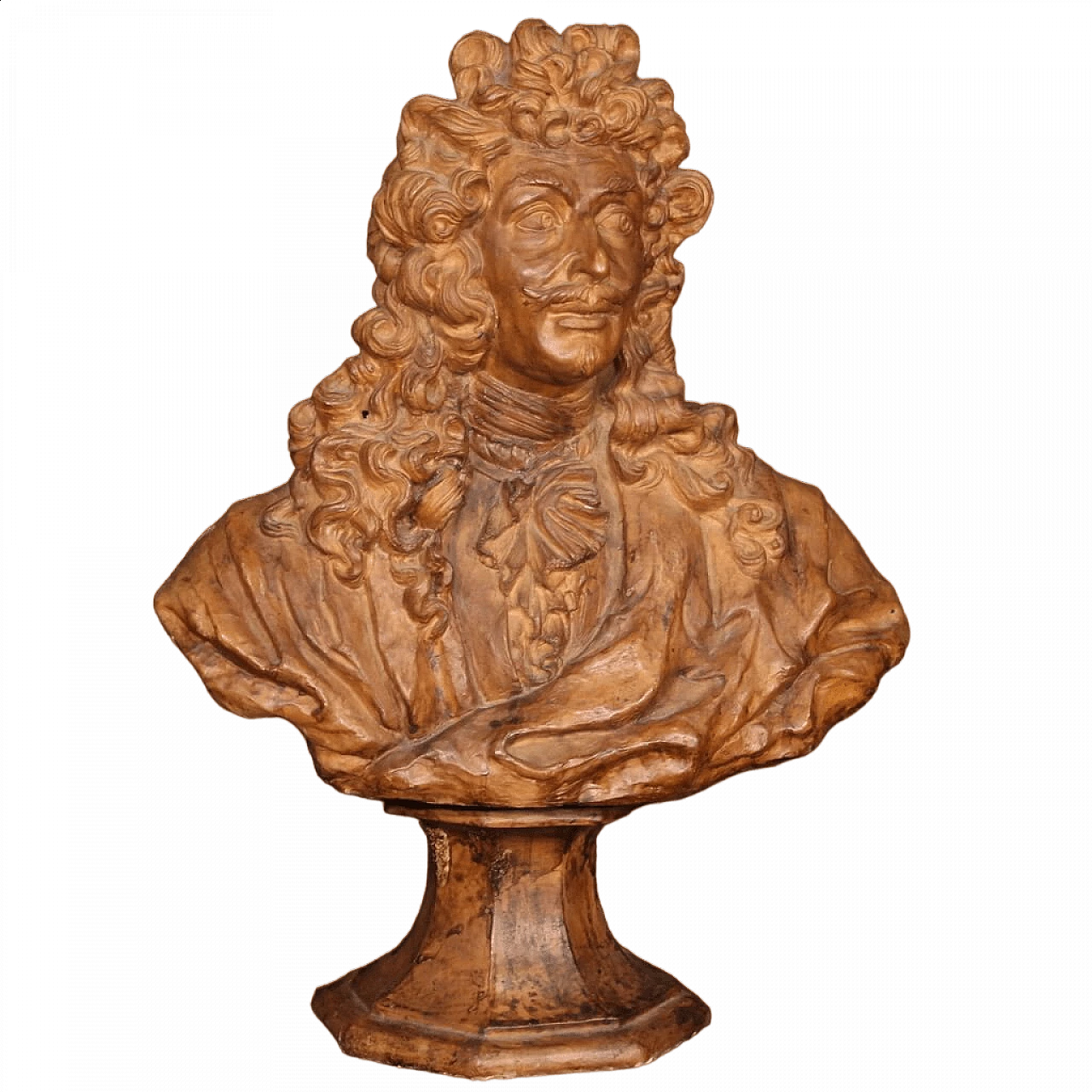 Busto in terracotta di nobiluomo con parrucca, anni '50 13